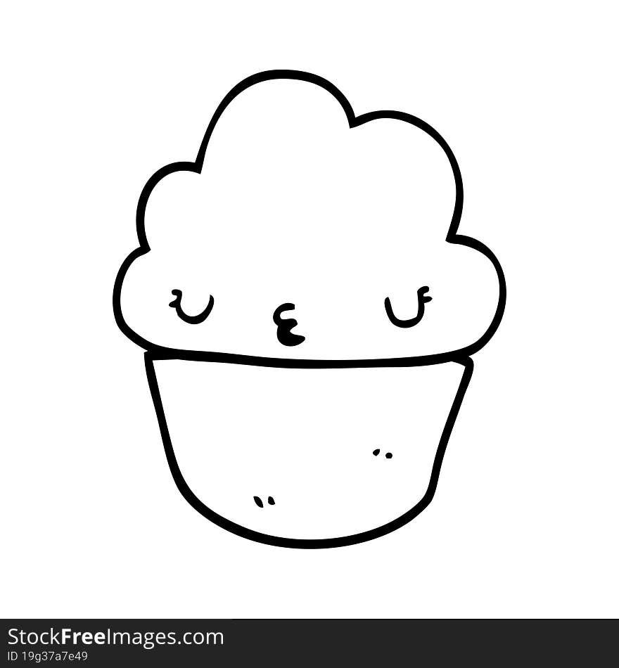 cartoon cupcake with face