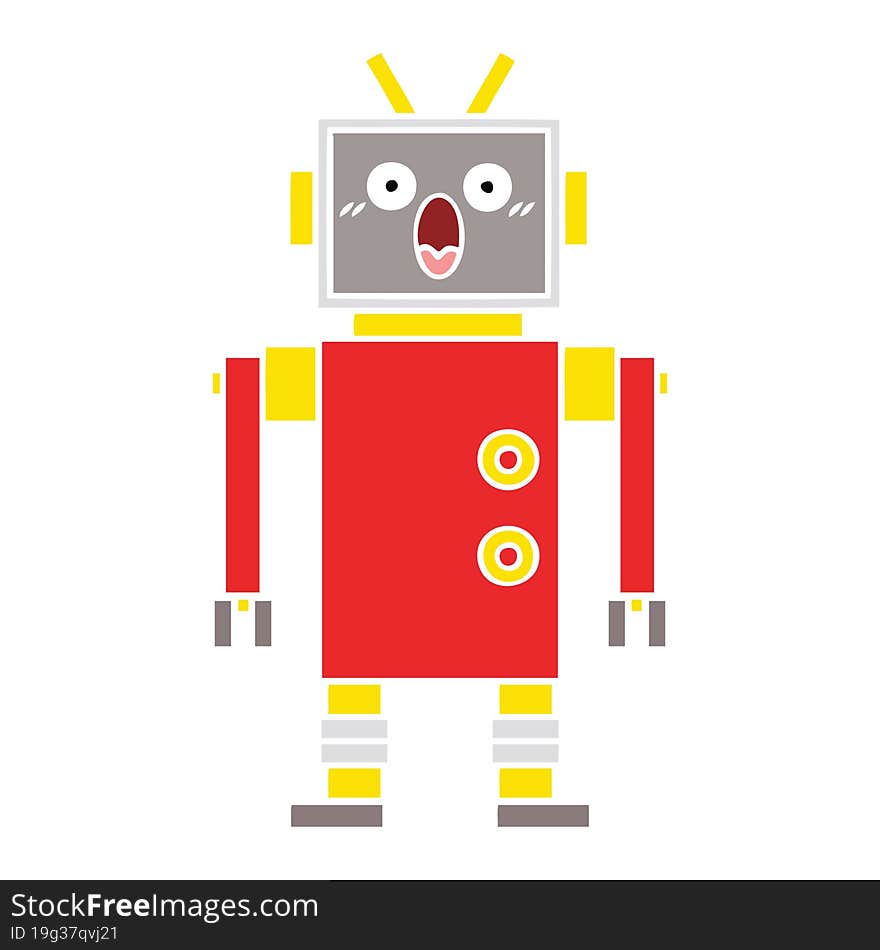 Flat Color Retro Cartoon Robot