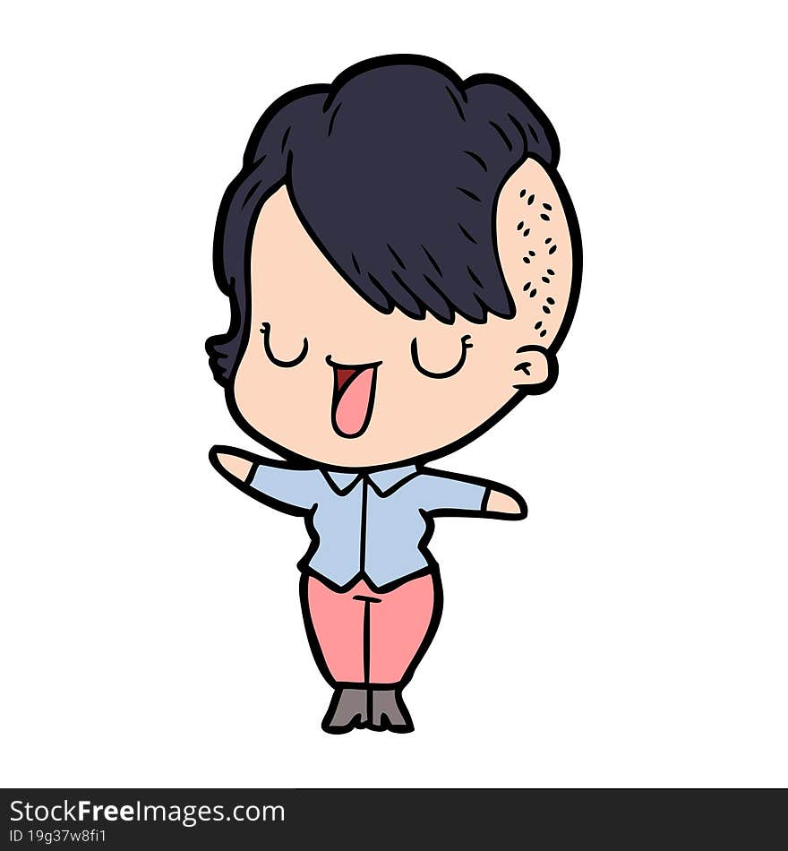 cute cartoon girl with hipster haircut. cute cartoon girl with hipster haircut