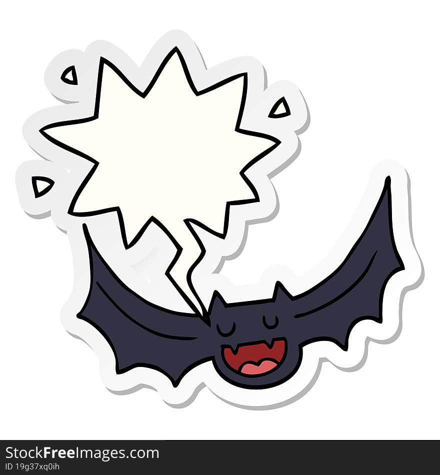 cartoon bat and speech bubble sticker