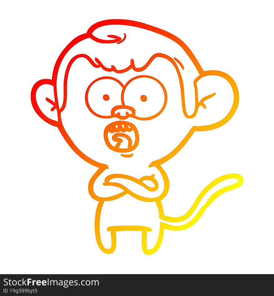 warm gradient line drawing cartoon shocked monkey