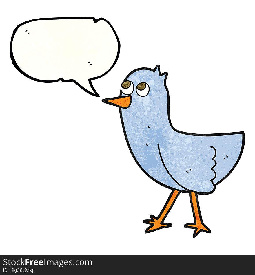 freehand speech bubble textured cartoon bird