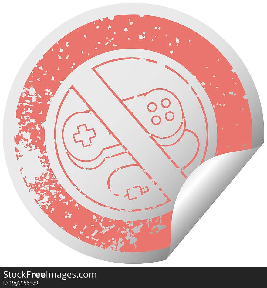 distressed circular peeling sticker symbol of a no gaming allowed sign