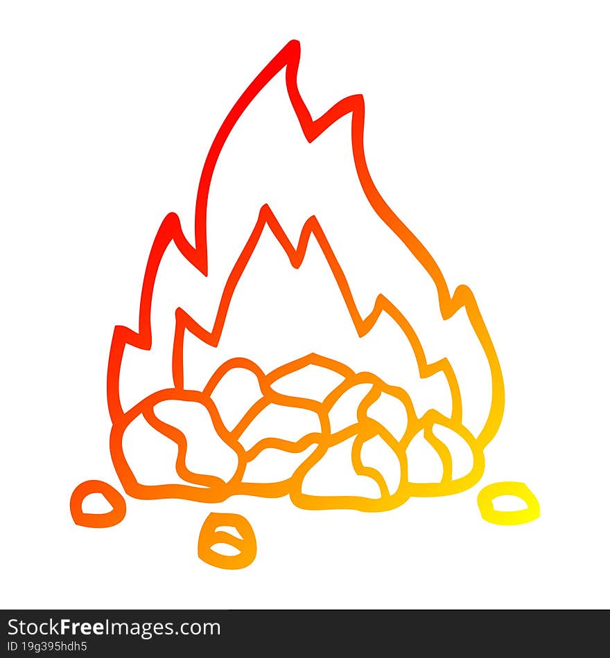 warm gradient line drawing cartoon burning coals