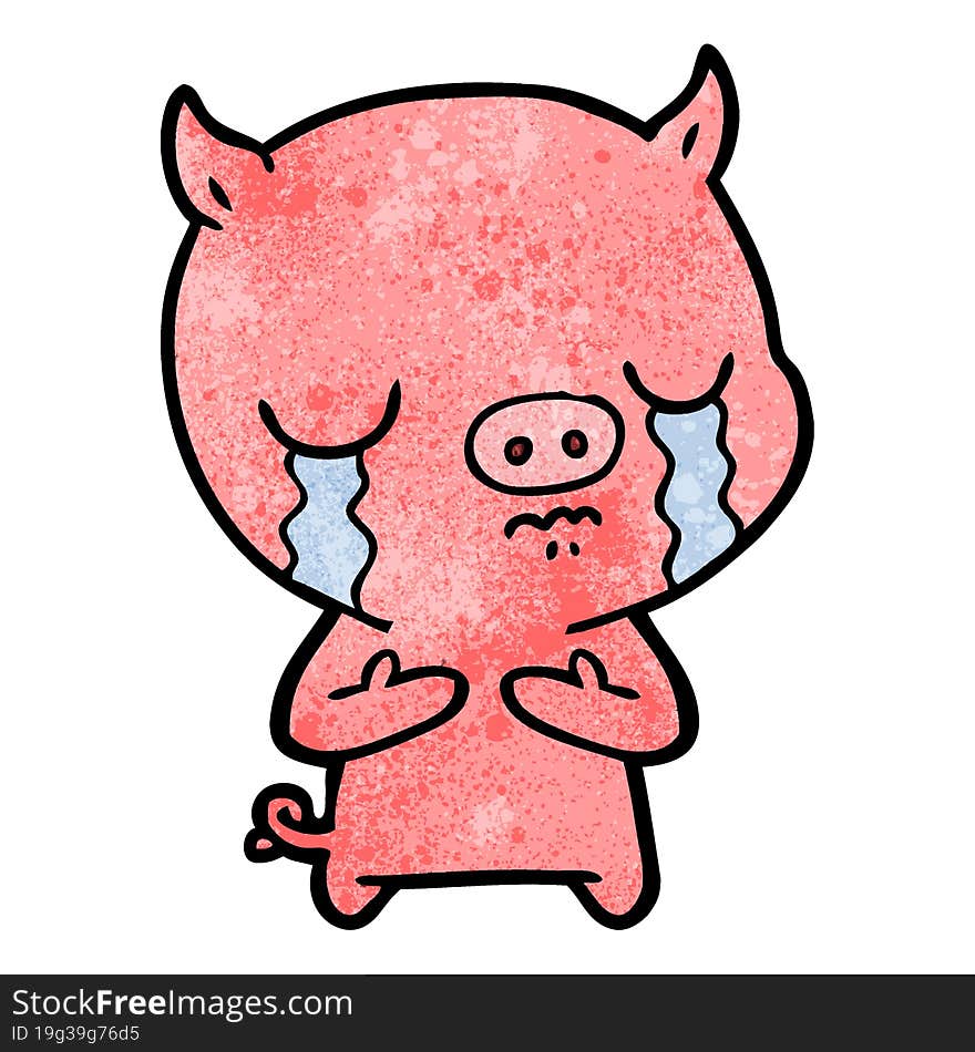 cartoon pig crying. cartoon pig crying