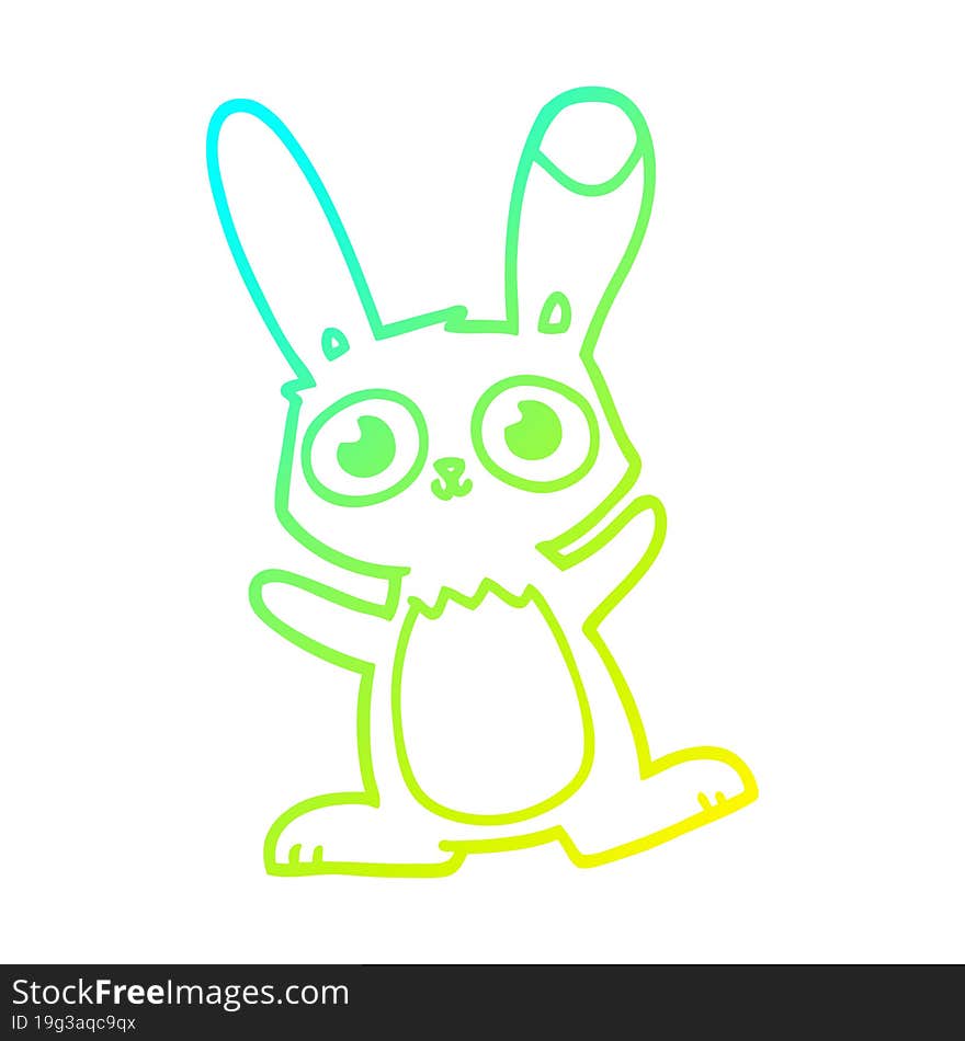 Cold Gradient Line Drawing Cute Cartoon Rabbit