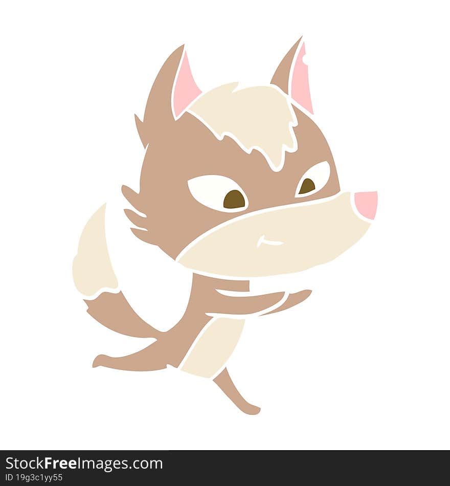 friendly flat color style cartoon wolf running