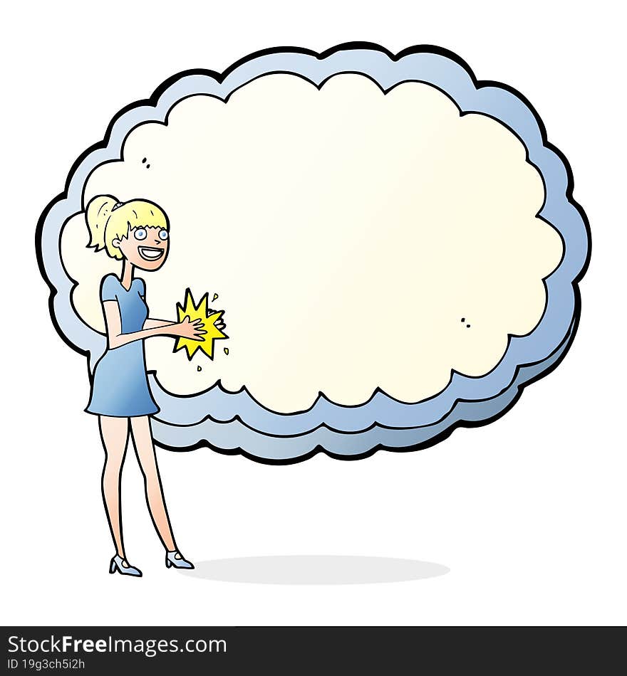 woman with text space cloud