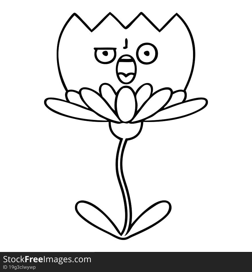 line drawing cartoon of a flower. line drawing cartoon of a flower