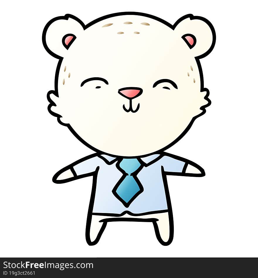 happy cartoon polar bear office worker. happy cartoon polar bear office worker