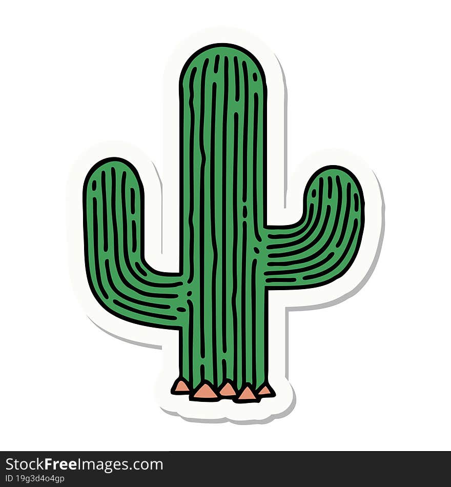 Tattoo Style Sticker Of A Cactus