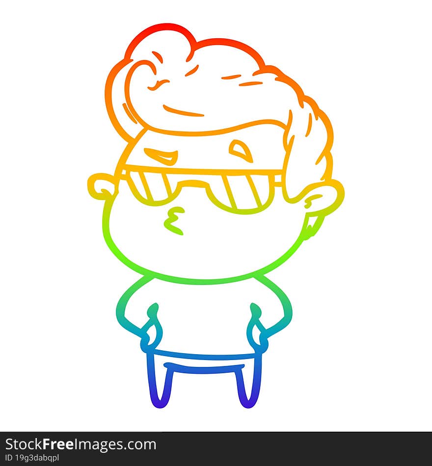 rainbow gradient line drawing cartoon cool guy