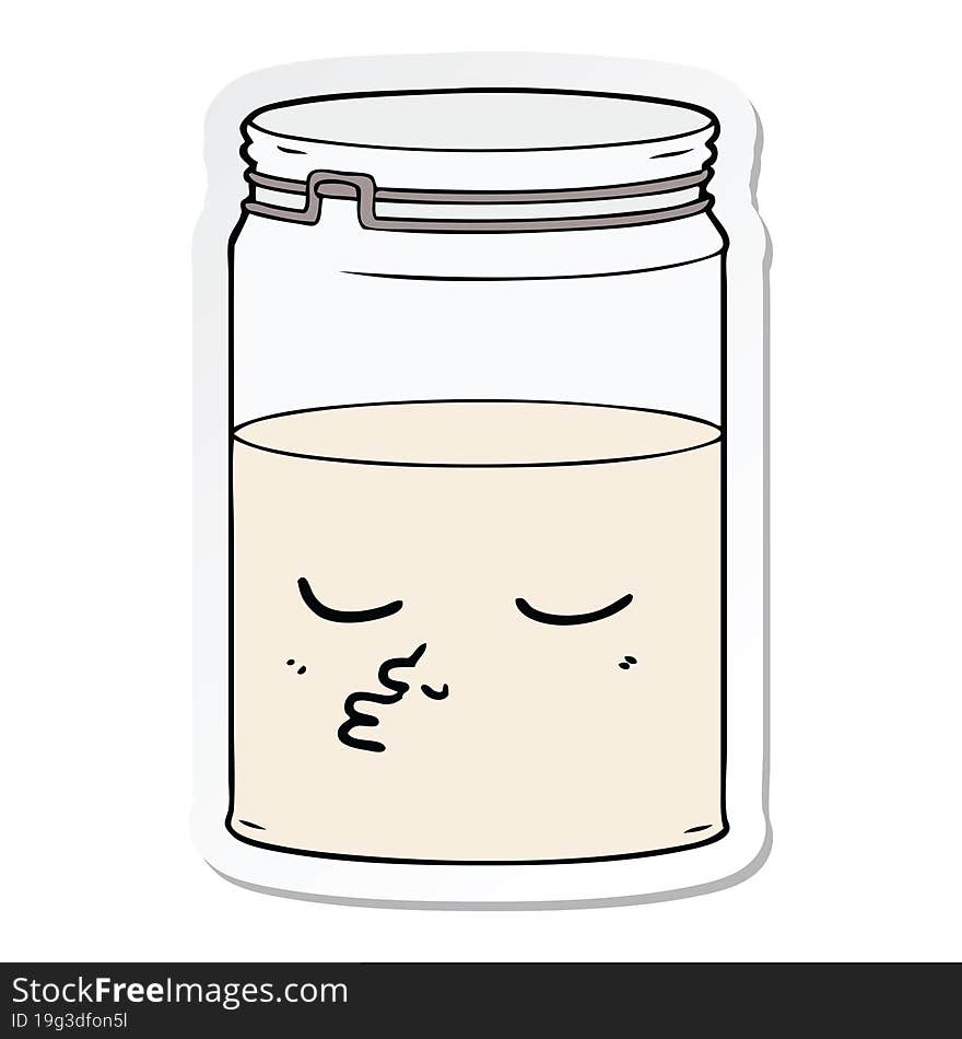 Sticker Of A Cartoon Glass Jar