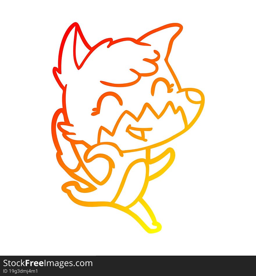 warm gradient line drawing happy cartoon fox