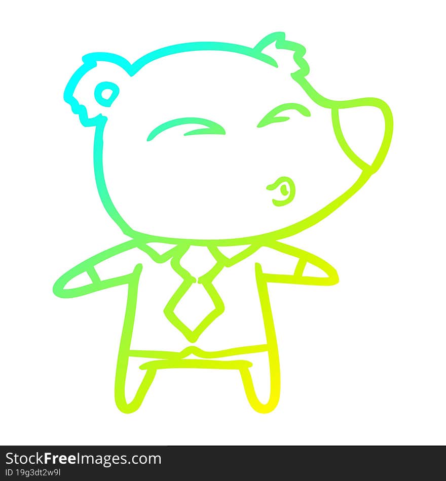 cold gradient line drawing cartoon whistling bear boss