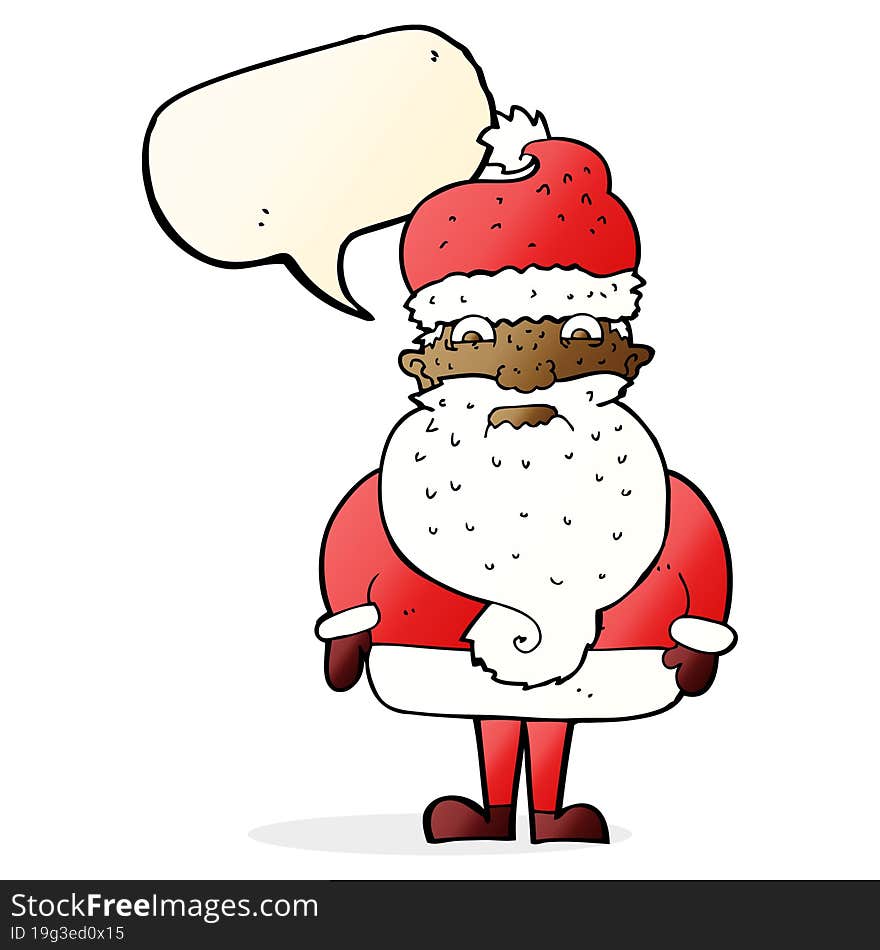 cartoon grumpy santa claus with speech bubble