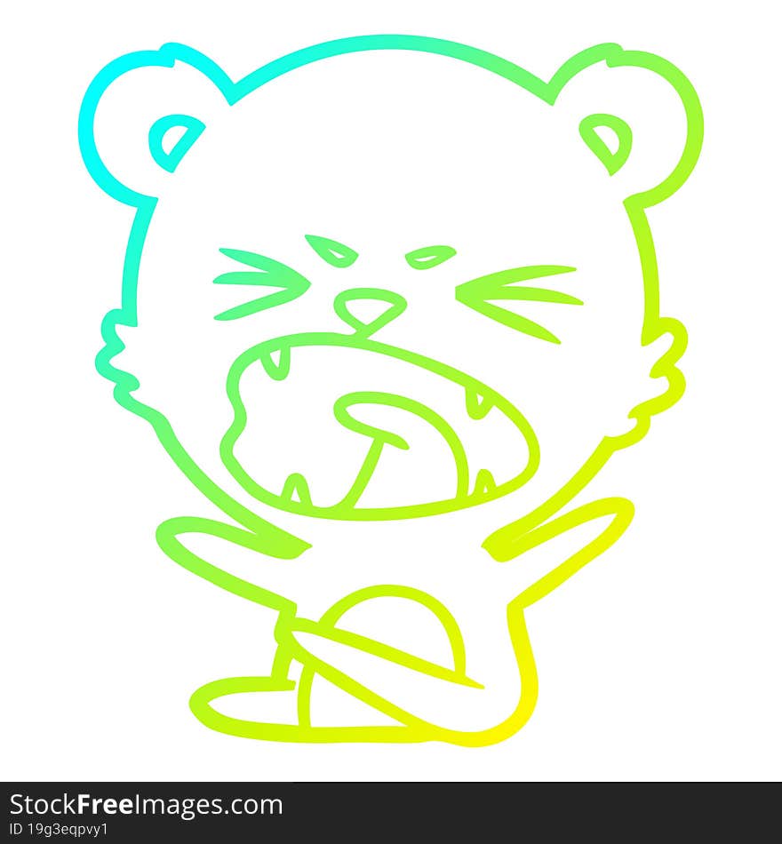 cold gradient line drawing angry cartoon bear