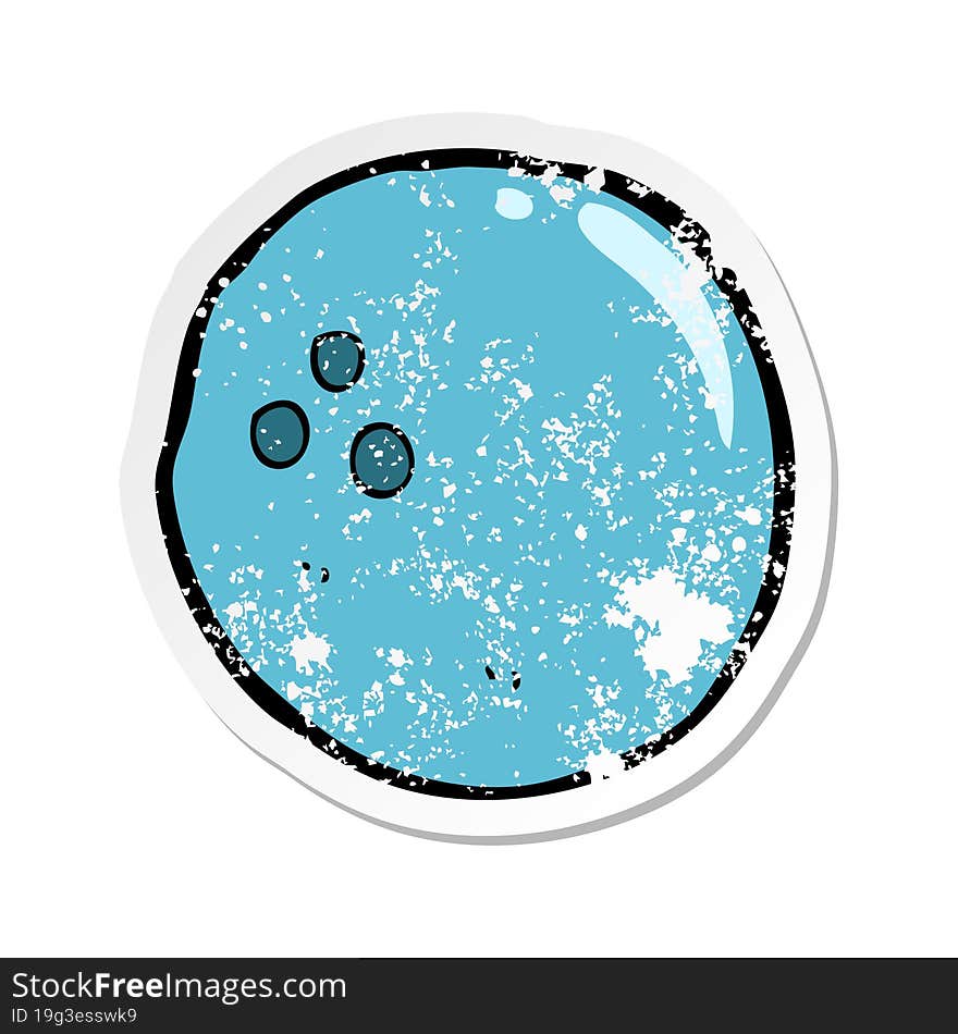 retro distressed sticker of a cartoon bowling ball