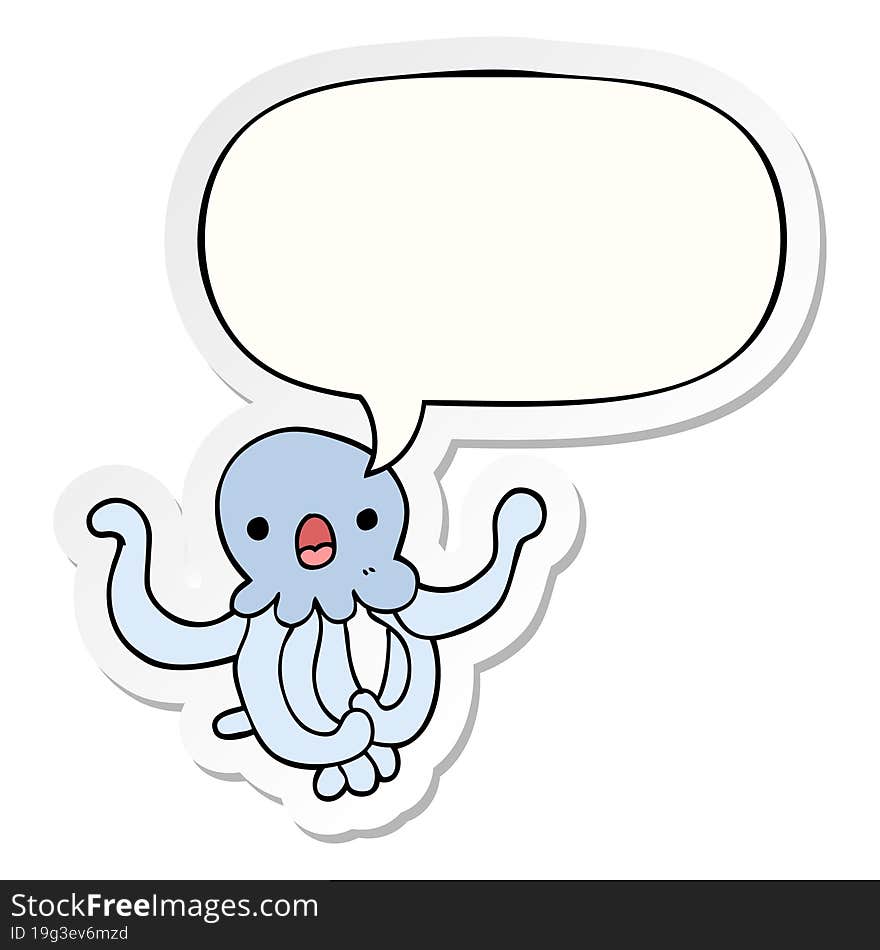 cartoon jellyfish and speech bubble sticker