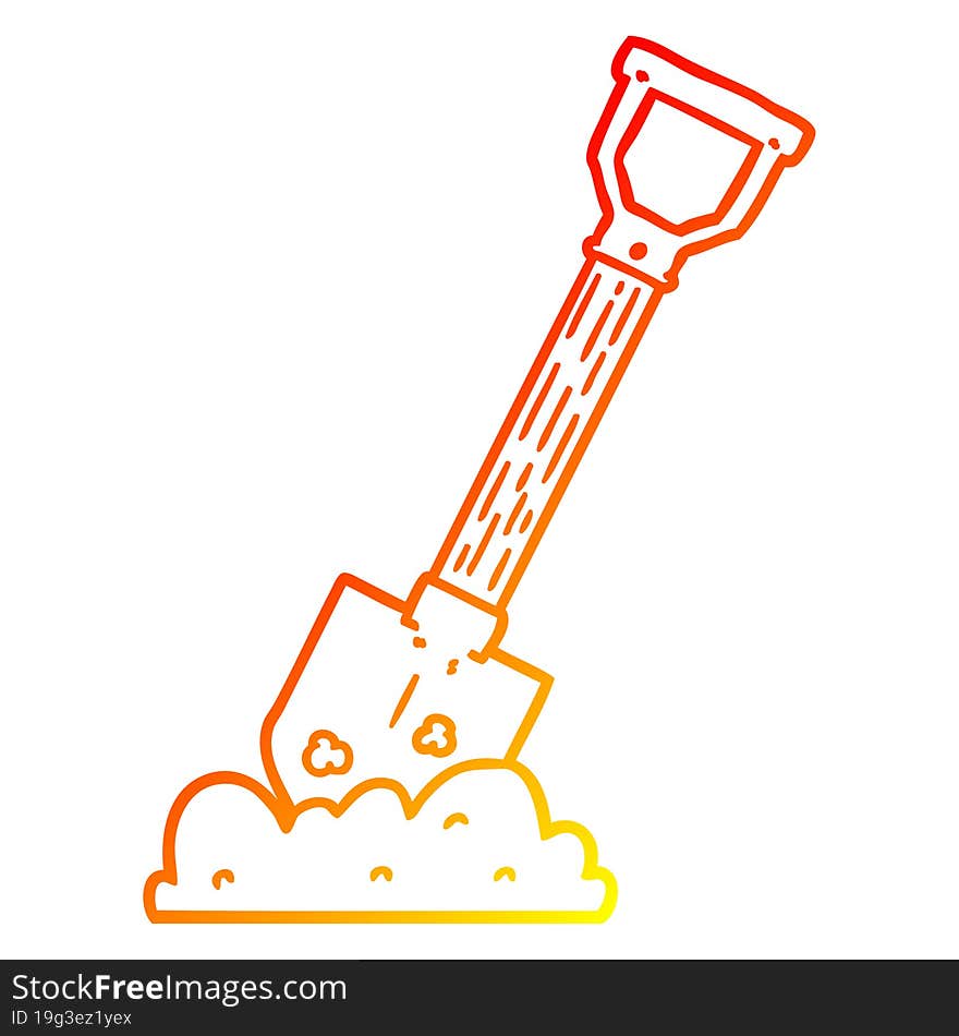 warm gradient line drawing cartoon shovel