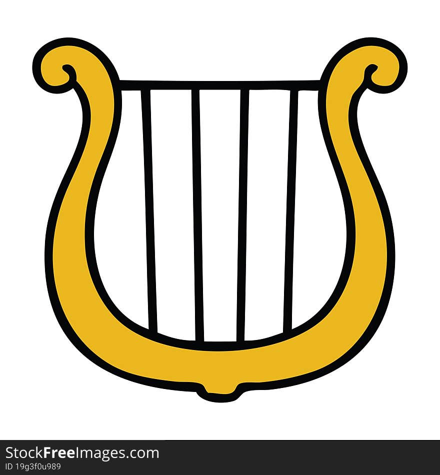 cute cartoon golden harp