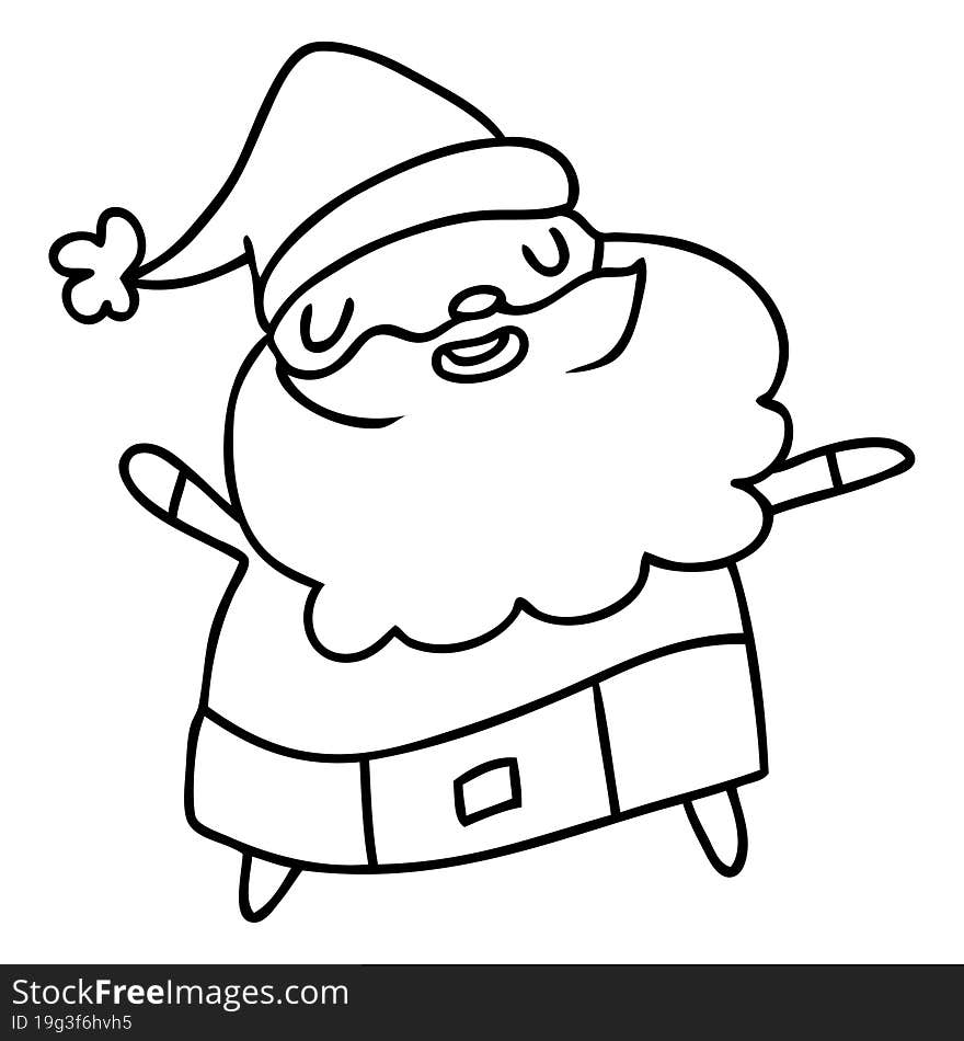 line drawing kawaii of santa claus