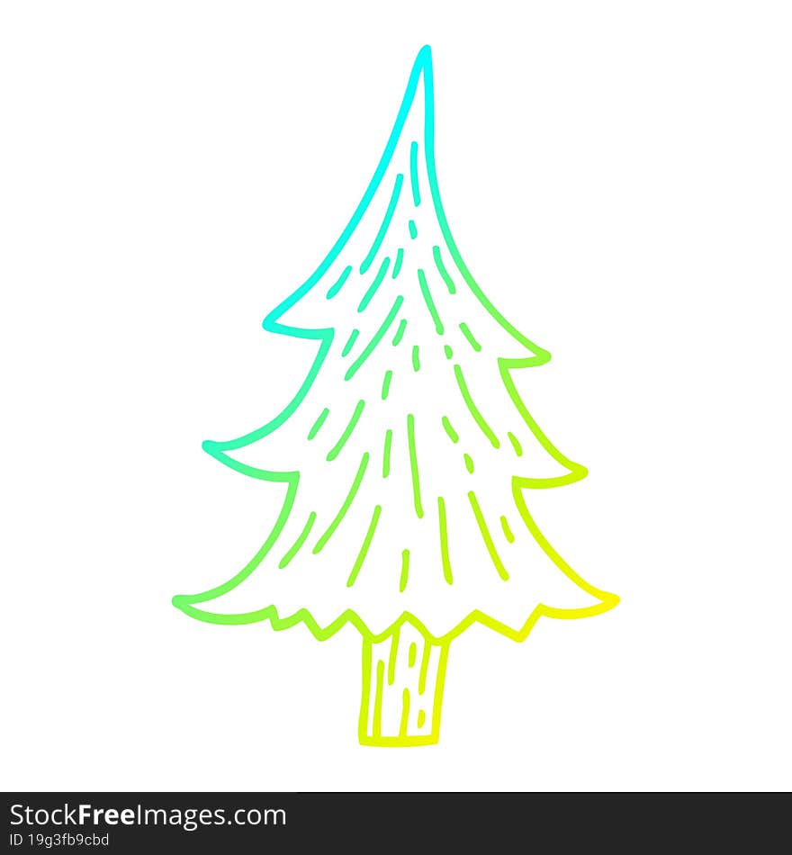 cold gradient line drawing cartoon pine trees