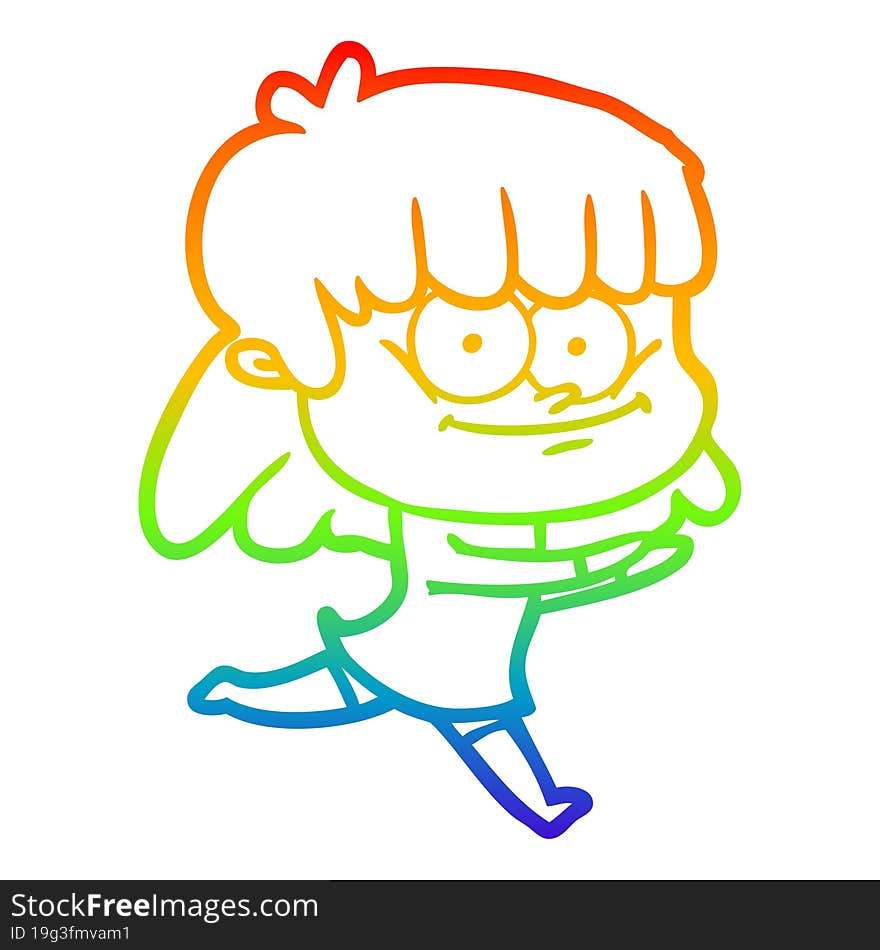 rainbow gradient line drawing cartoon smiling woman