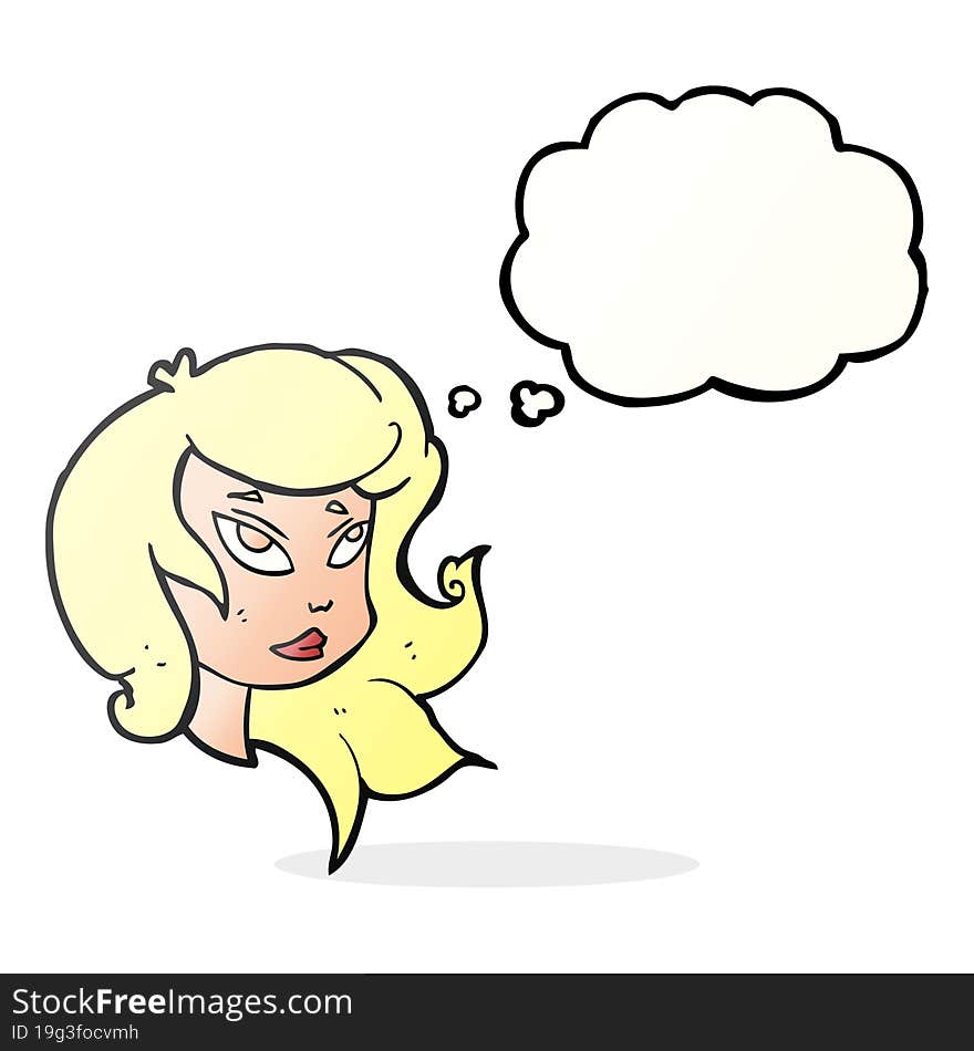 Thought Bubble Cartoon Female Face