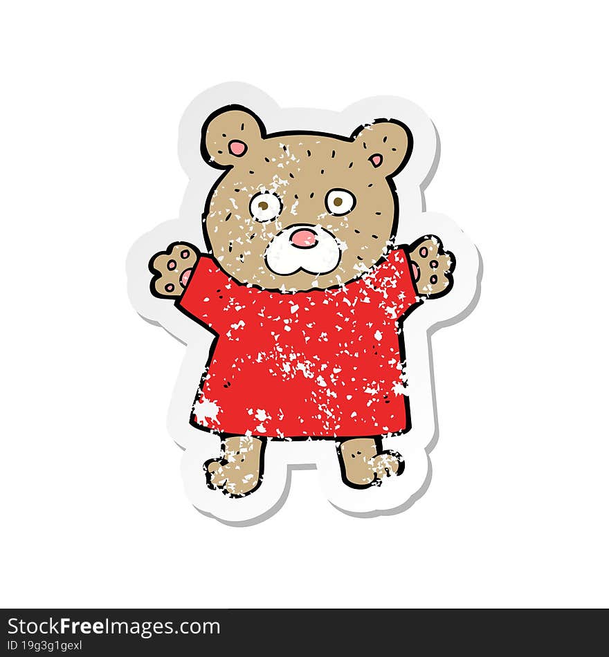 retro distressed sticker of a cartoon cute teddy bear