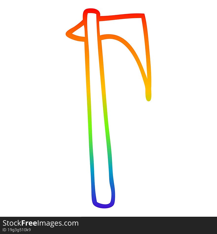 rainbow gradient line drawing cartoon sharp axe