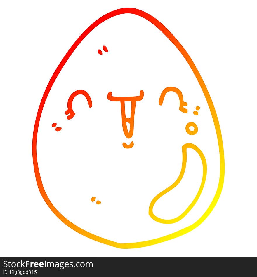 Warm Gradient Line Drawing Cartoon Egg