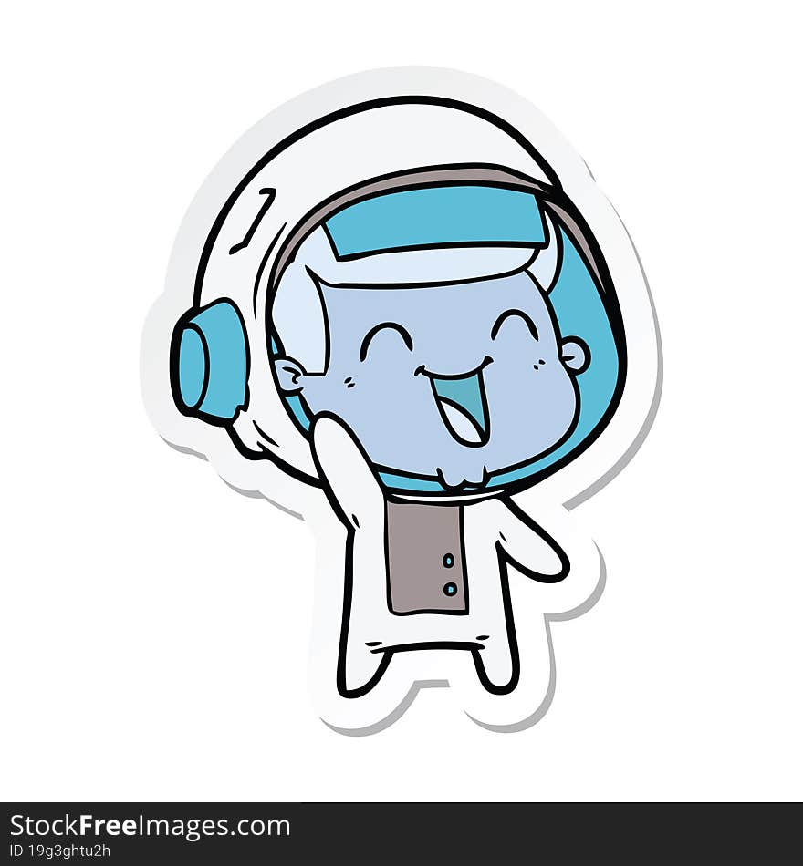 Sticker Of A Happy Cartoon Astronaut