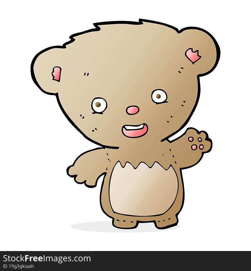 cartoon teddy bear waving