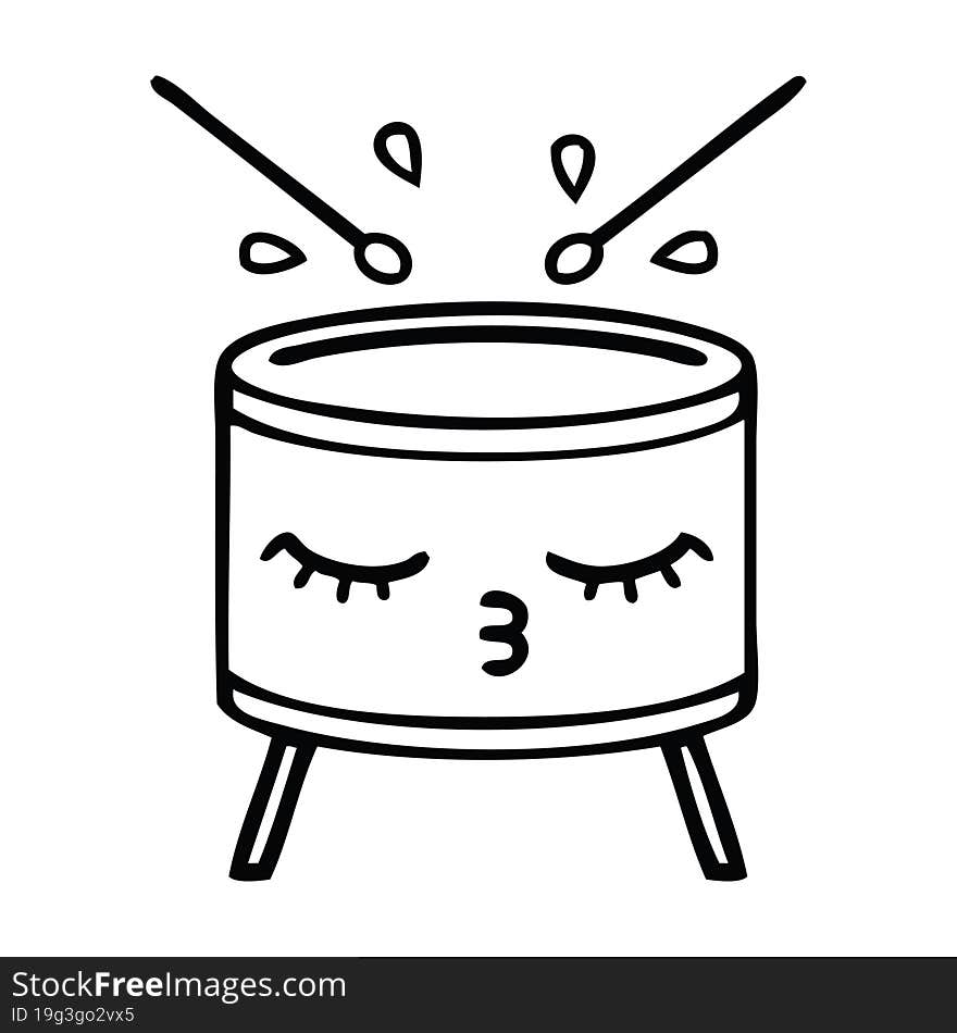 line drawing cartoon drum