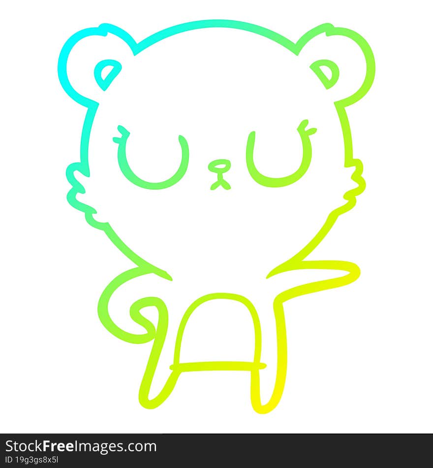 Cold Gradient Line Drawing Peaceful Cartoon Bear