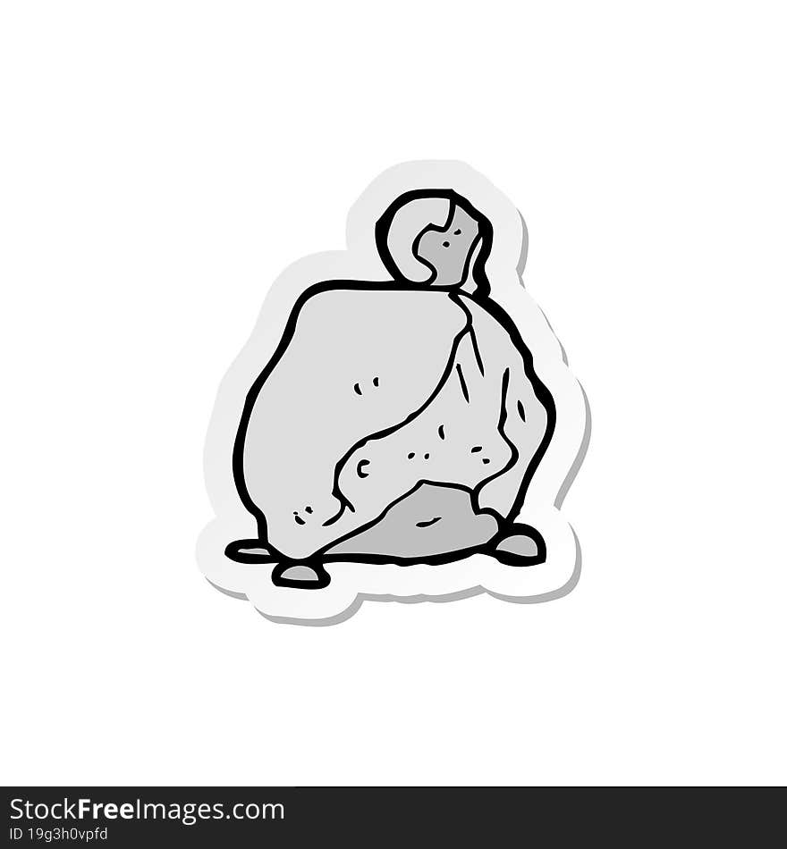 sticker of a cartoon rock