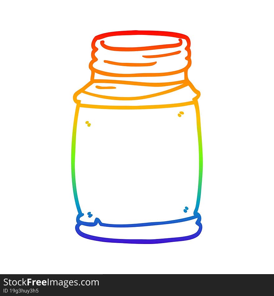 rainbow gradient line drawing of a cartoon storage jar