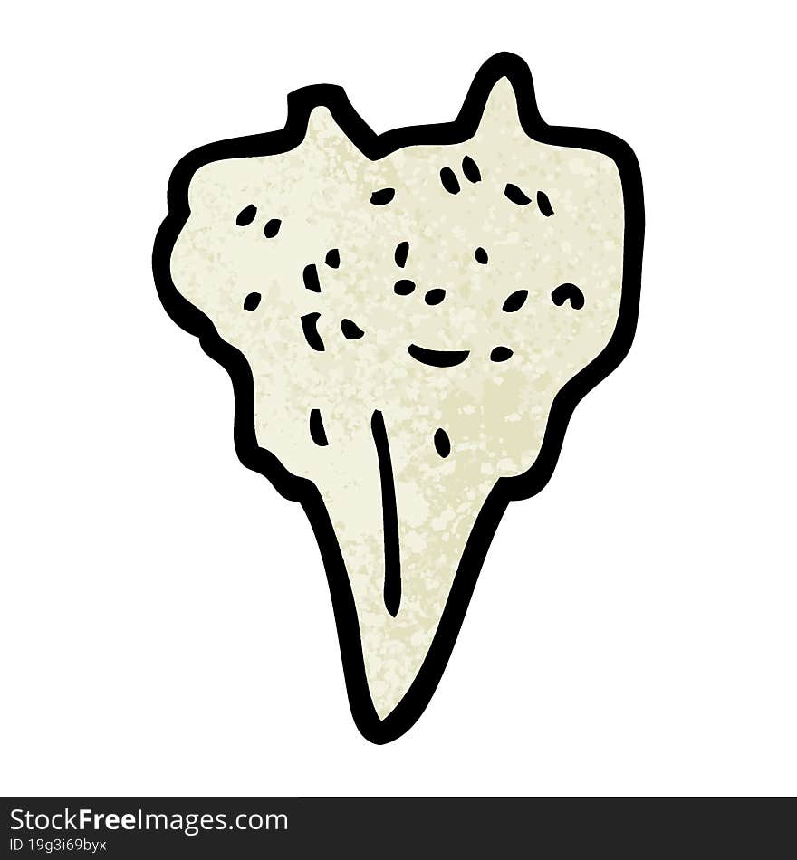 Grunge Textured Illustration Cartoon Dog Tooth