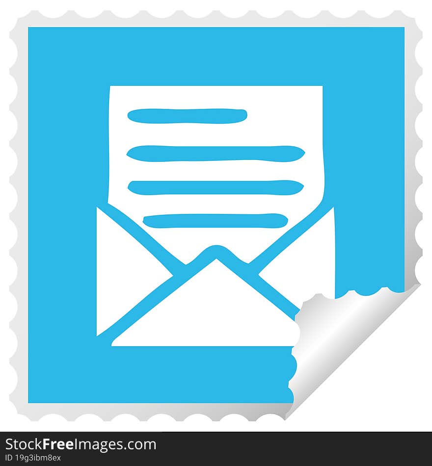 Square Peeling Sticker Cartoon Letter And Envelope