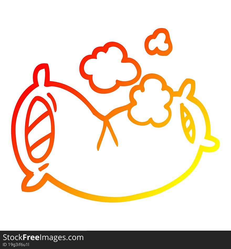 Warm Gradient Line Drawing Cartoon Fluffy Pillow