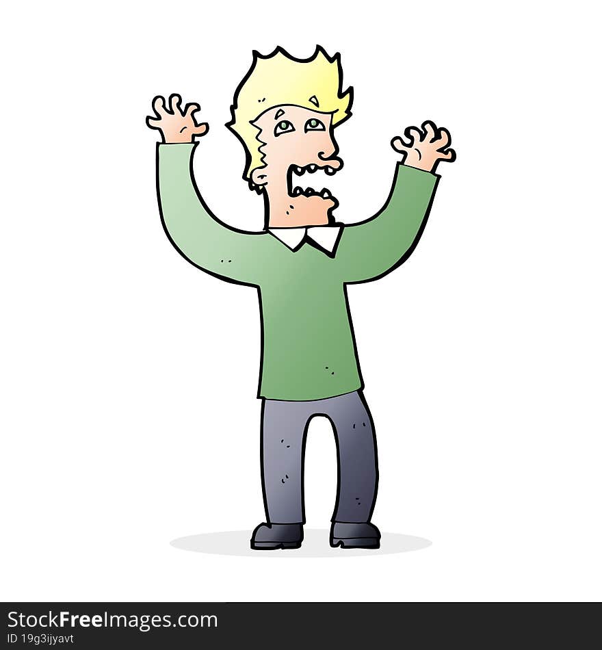 Cartoon Terrified Man