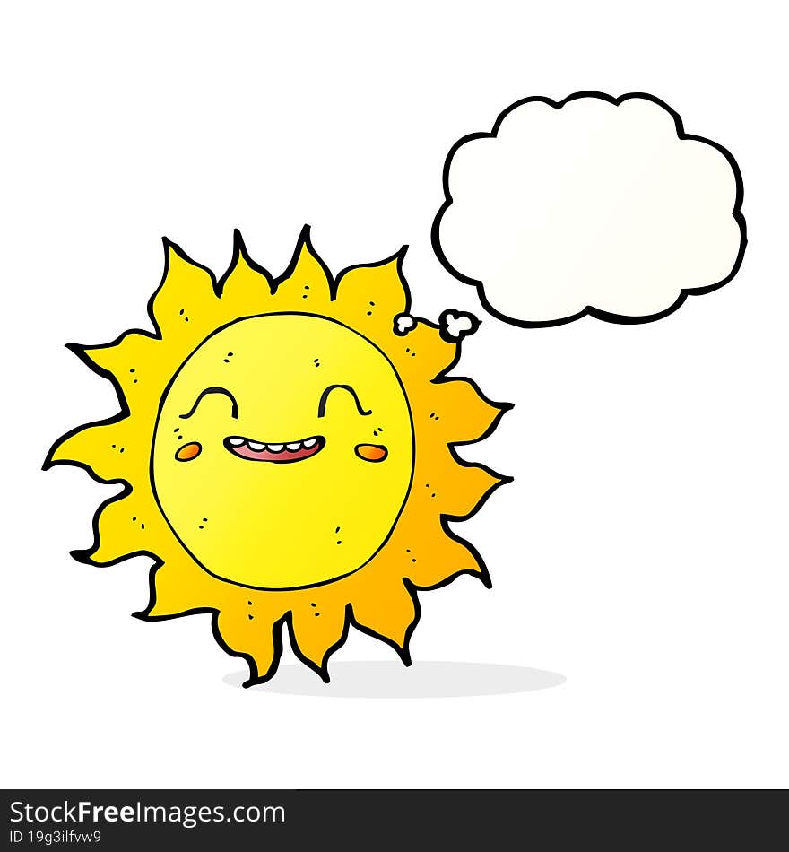 Cartoon Happy Sun With Thought Bubble