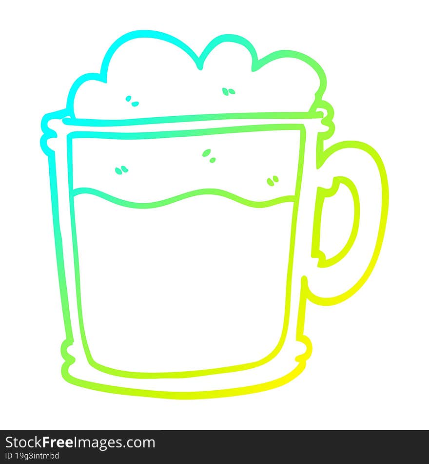 cold gradient line drawing of a cartoon foamy latte