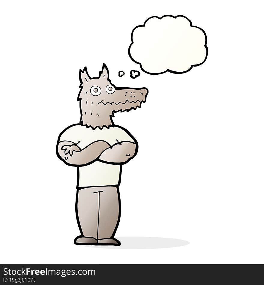 cartoon werewolf with thought bubble