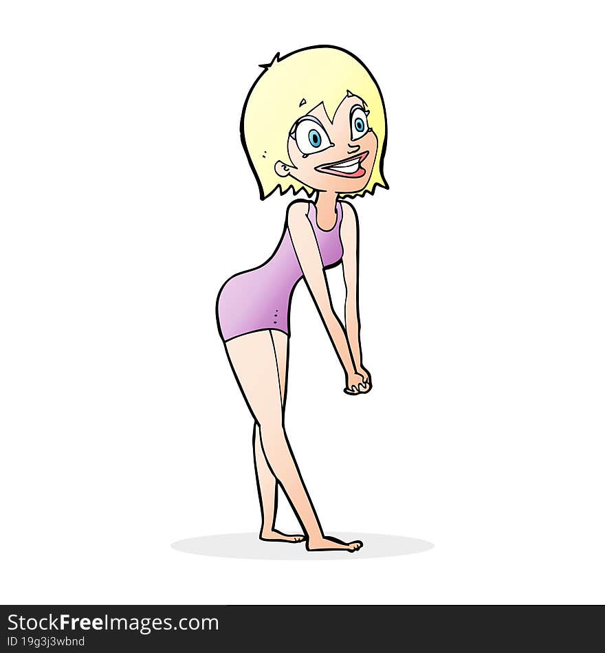 cartoon excited woman