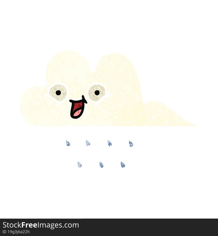 retro illustration style cartoon of a rain cloud