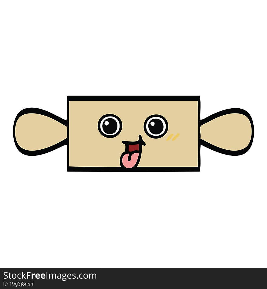 cute cartoon of a rolling pin. cute cartoon of a rolling pin