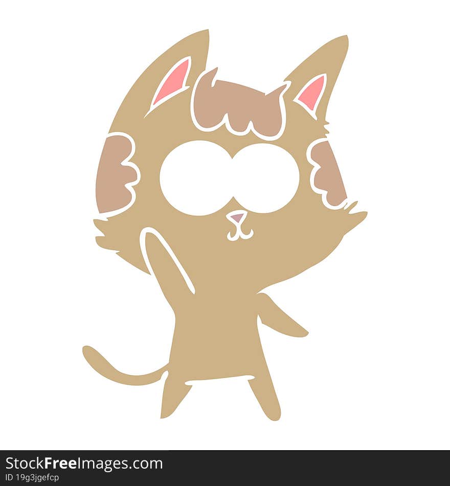 happy flat color style cartoon cat