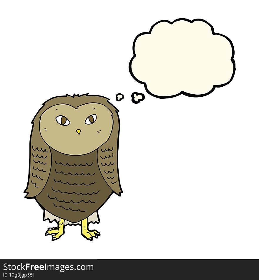 cartoon owl with thought bubble